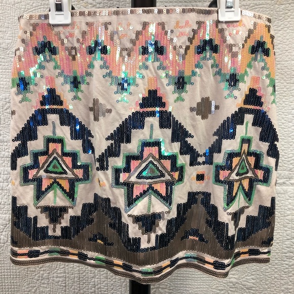 Express Mini Skirt Sequin Aztec XS - Picture 2 of 5